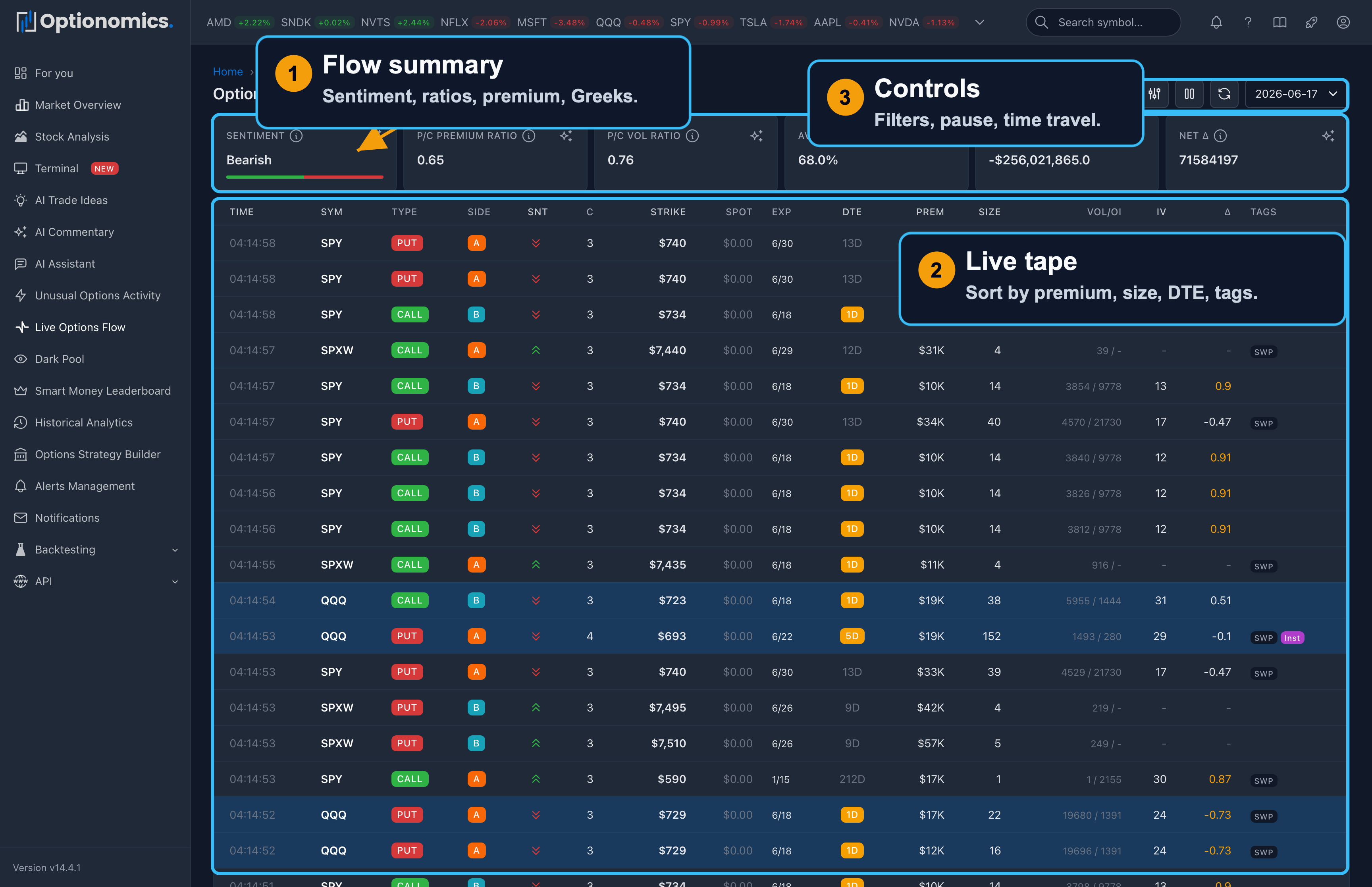 Real-Time Options Flow screenshot